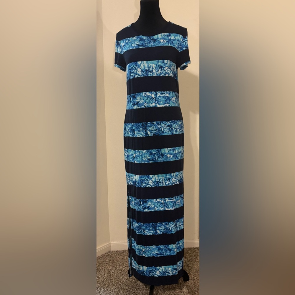 Michael Kors Blue and Black Maxi Dress